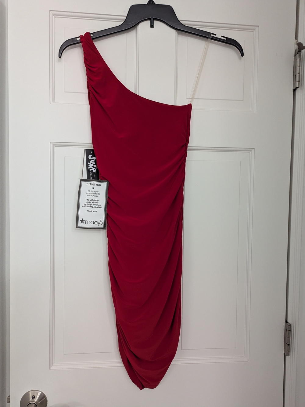 NWT One-Shoulder Ruched Red Dress - Picture 2 of 3